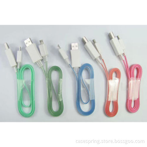 Factory wholesale colorful LED light micro data cable for cellphone
